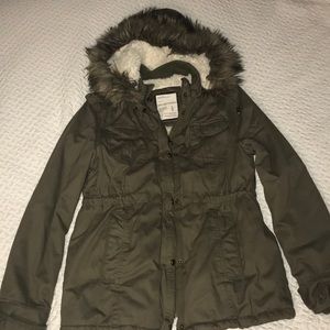 Aeropostale Military fur hooded coat